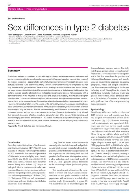 PDF Sex Differences In Type 2 Diabetes