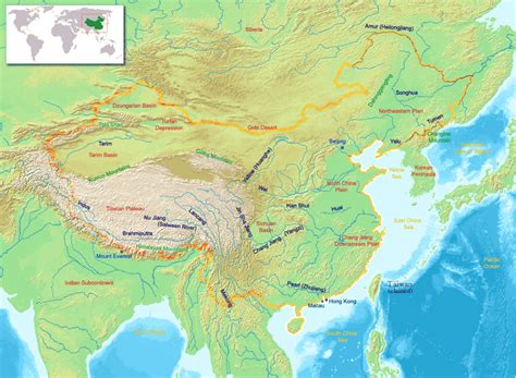 Physical Map of China 2010-2011 | Printable relief maps ( topography ...