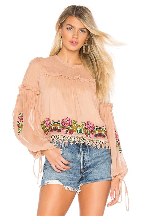 Tularosa Lottie Embroidered Top In Nude REVOLVE