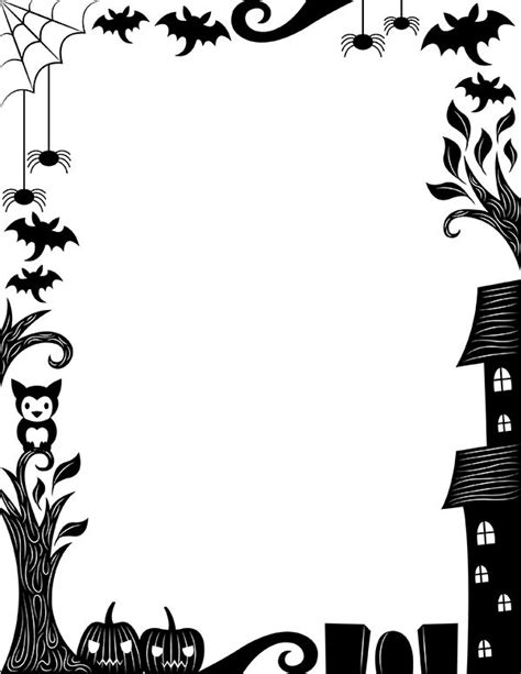 Printable Black and White Halloween Page Border | Halloween borders ...