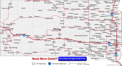 Large Detailed Roads And Highways Map Of South Dakota State With All Images