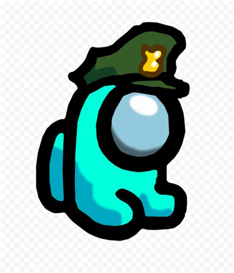 HD Cyan Among Us Mini Crewmate Military Hat PNG Citypng