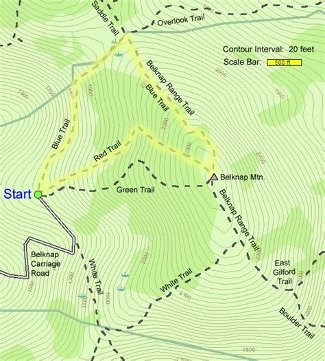 Belknap Mountain Loop Trail Maps Map Hiking