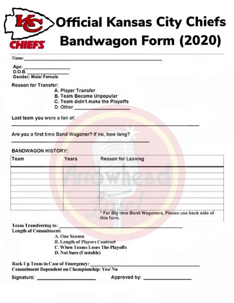 Nfl Bandwagon Form Fill Online Printable Fillable Blank