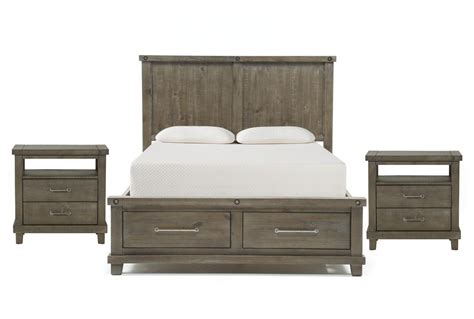 Jaxon Grey Full Wood Storage 3 Piece Bedroom Set With 2 Open ...