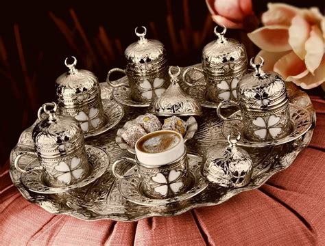 Silver Plated Turkish Coffee Set For Six Person - FairTurk.com