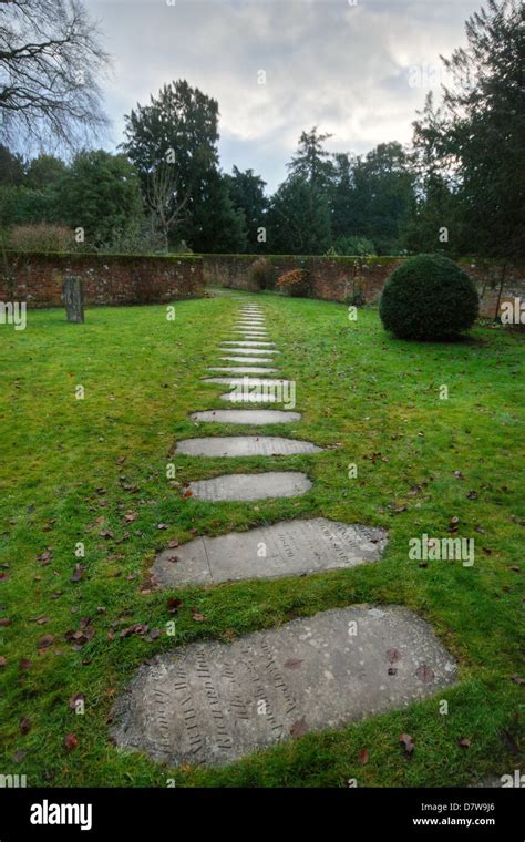gravestone path   church  avington hampshire stock photo alamy