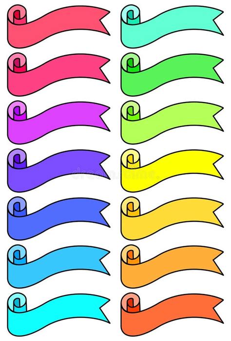 Set Of Multicolored Cartoon Ribbons And Banners For Web Design Stock