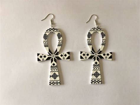 Mixed Color Ankh Drop Dangle Wooden Earring EBay