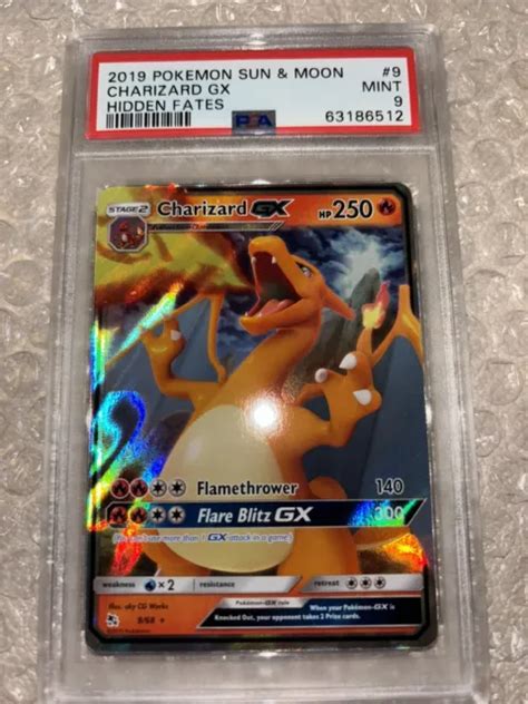 POKÉMON CHARIZARD GX Psa 9 Mint Dracaufeu Sun and Moon Hidden Fates 9