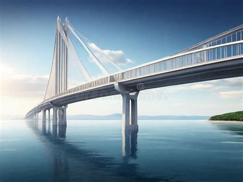 long bridge   strait stock illustration illustration