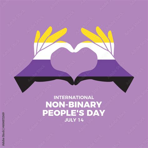 International Non Binary People S Day Vector Illustration Hand Heart