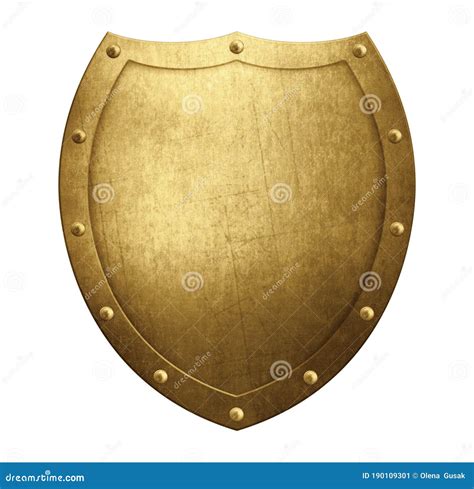 Old Metal Medieval Shield Isolated On White 3d Illustration Stock