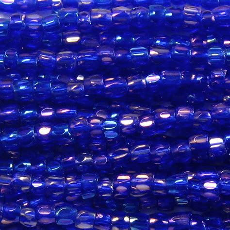 Czech Three Cut Seed Bead Transparent Cobalt Blue Ab Garden Of