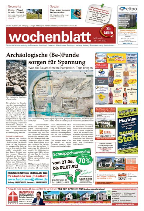 Das Wochenblatt Neumarkt Vom 22 Juni 2022 Als E Paper Wochenblatt