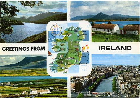 Greetings From Ireland Map And Multiview Hippostcard