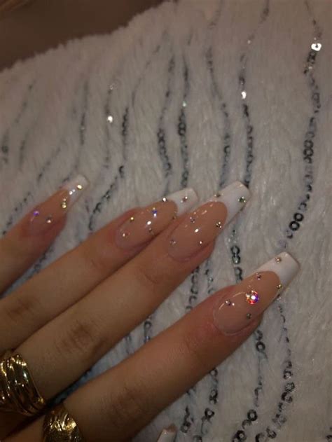 Sairah Press On Nails French Bling Nails French Nails Luxury Press Ons Coffin Nails White Nails