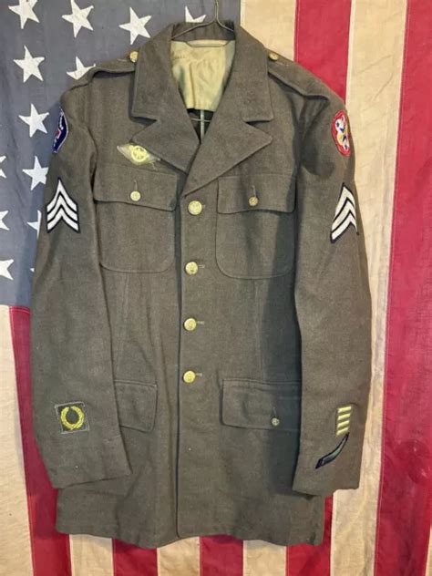 Vintage Us Army Enlisted Uniform Ww Dress Coat Wool Service Jacket