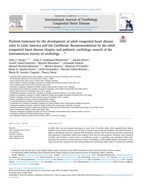 Pdf Position Statement For The Development Of Adult Congenital Heart