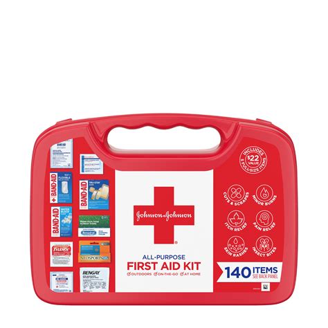 Johnson And Johnson All Purpose Portable Compact First Aid Kit 140 Pc