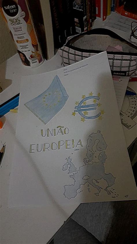 capa de trabalho sobre a União Europeia Capas de trabalhos Trabalho