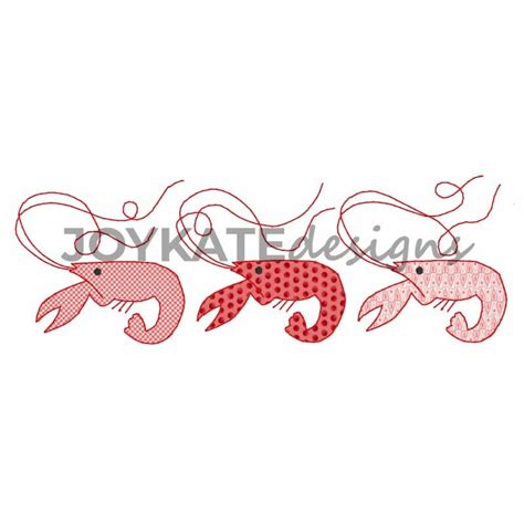 Girl Crawfish Trio Applique Embroidery Design Joy Kate Designs