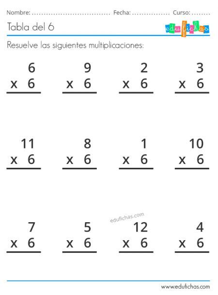 🥇 Tabla Del 6 Fichas Ejercicios Aprender A Multiplicar Gratis Tablas De Multiplicar