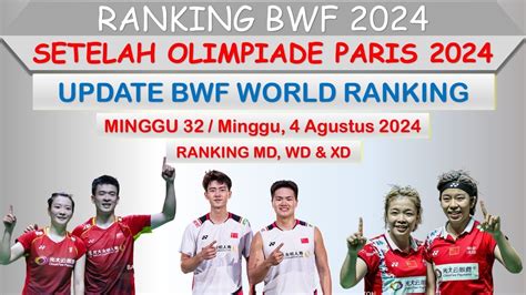 Ranking Bwf Setelah Olimpiade Paris Ranking Md Wd Dan Xd