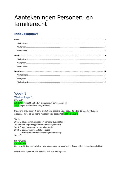 Aantekeningen Personen En Familierecht Aantekeningen Personen En