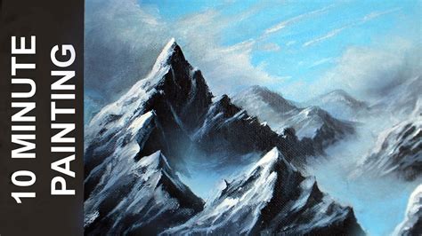 Painting a Misty Mountain Landscape with Acrylics in 10 Minutes! - YouTube