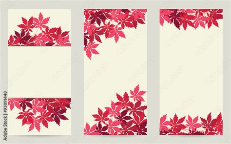 Set of three background design for vertical banner template with red leaves Stock Vector | Adobe ...