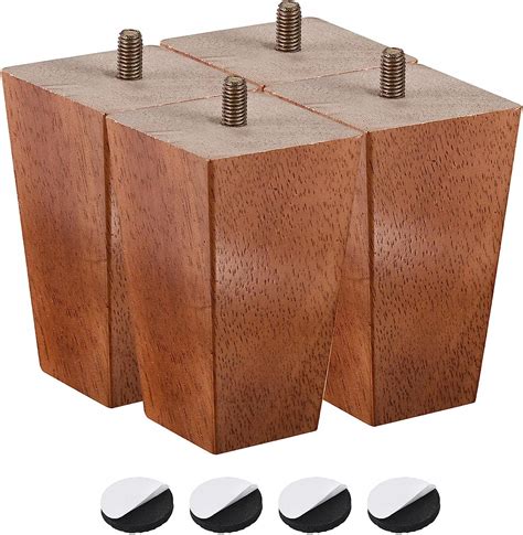 Sourcing Map Furniture Legs 4 Inch 100mm Set Of 4 Square Solid Wood