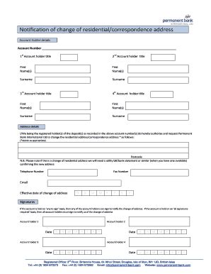 Fillable Online Notification Of Change Of Residentialcorrespondence