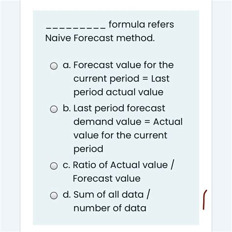 Answered Formula Refers Naive Forecast Method O Bartleby