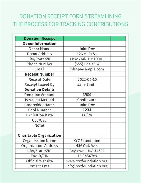 donation receipt form templates  google sheets  microsoft