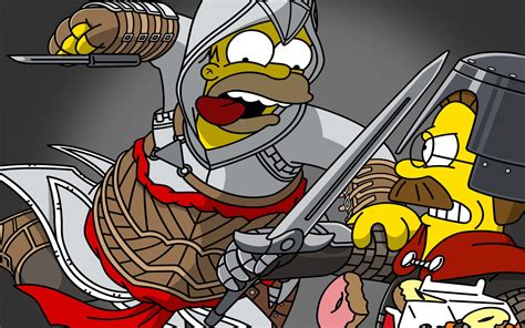 Homer Simpson Assassins Creed Ned Flanders The Simpsons Homer Art