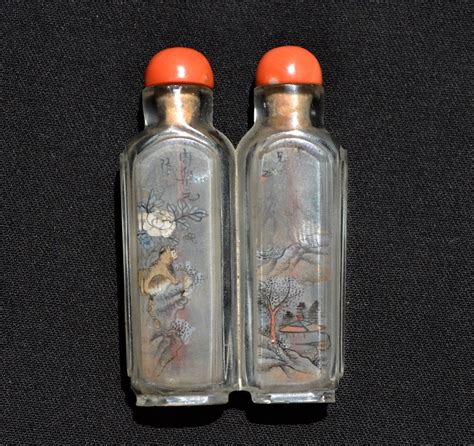 Proantic Tabatiére snuff Bottle Double En Verre Peint Travail Chi