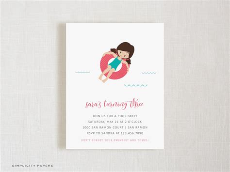 Kids Pool Party Invitations // Swim Party // Birthday Invite - Etsy