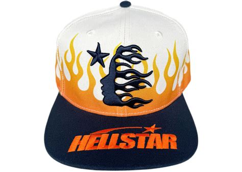 Hellstar Flame Vintage Snapback Hat Creamnavy Ss24 Us