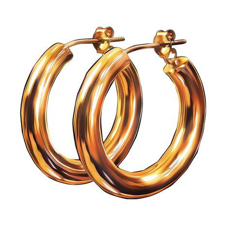 Shiny Golden Hoop Earrings Isolated On Black Background 46802976 Png