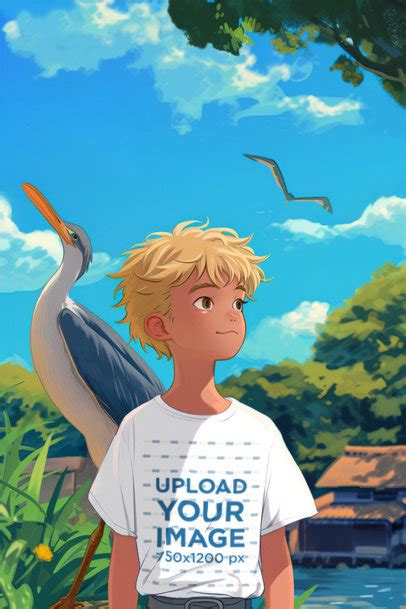 Placeit Illustrated Mockup Of A Smiling Boy Wearing A T Shirt In