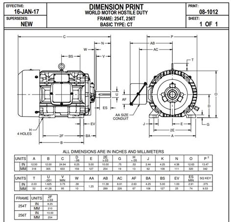 US Motors Nidec HD15P2E 15 Hp 1800 RPM 254T Frame 230 460V