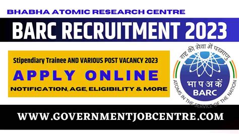 Barc Vacancy Notification For Post Apply Online