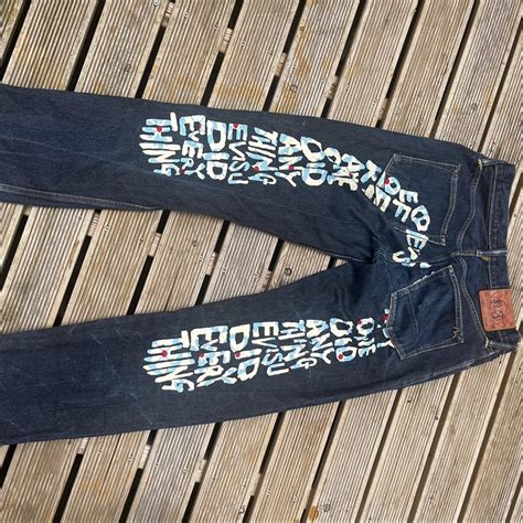 Blue Evisu Denim Jeans Altered To Be Waist 28 Depop