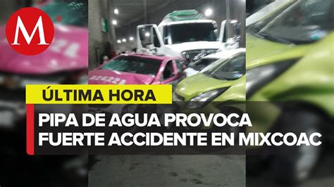 Reportan choque múltiple al interior del paso a desnivel de Mixcoac