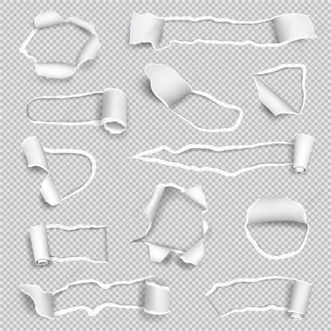 Ripping Paper Torn Cardboard Ripped Curve Set Curved Png And Vector