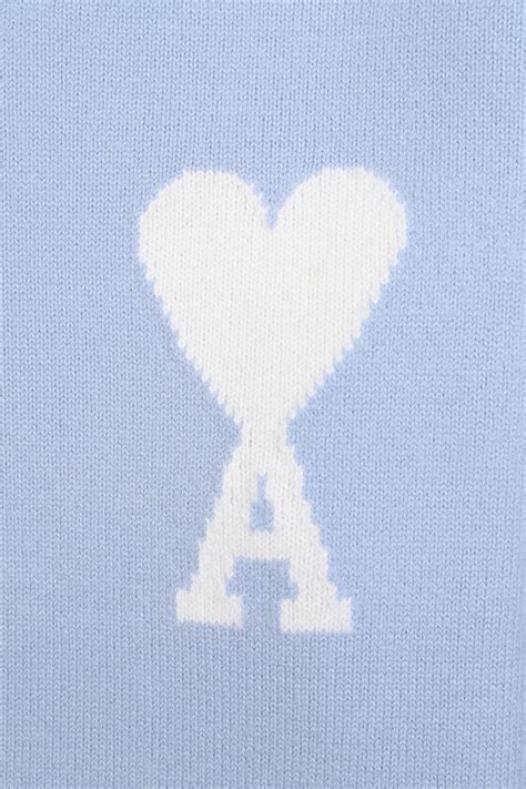 Ami Pull Col Rond Ami De Coeur Bleu Cashemire Ecru Graduate Store Fr