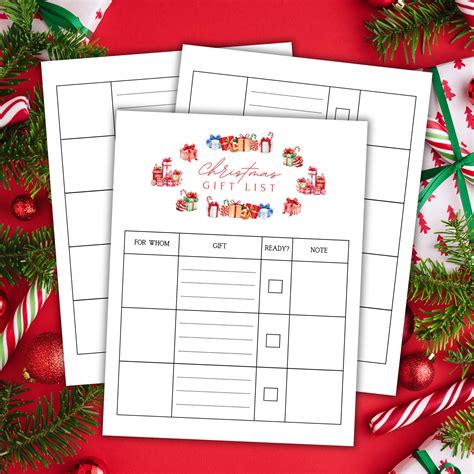 Printable Christmas Gift List Template Christmas Gift Planner Gift ...