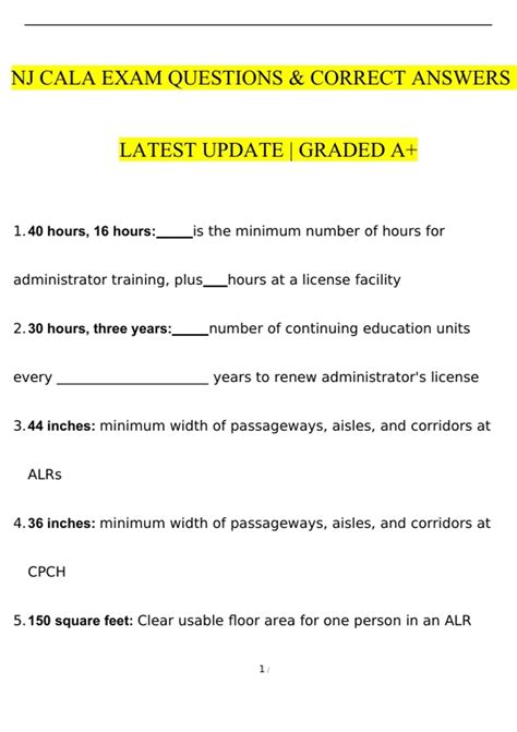 NJ CALA EXAM | QUESTIONS & ANSWERS (VERIFIED) | LATEST UPDATE | GRADED