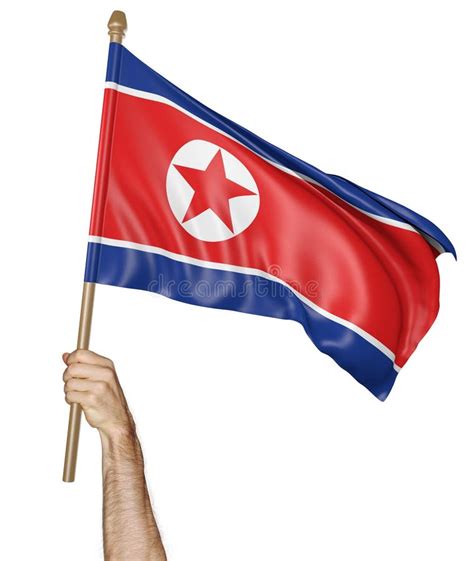 Hand Proudly Waving The National Flag Of North Korea Stock Illustration